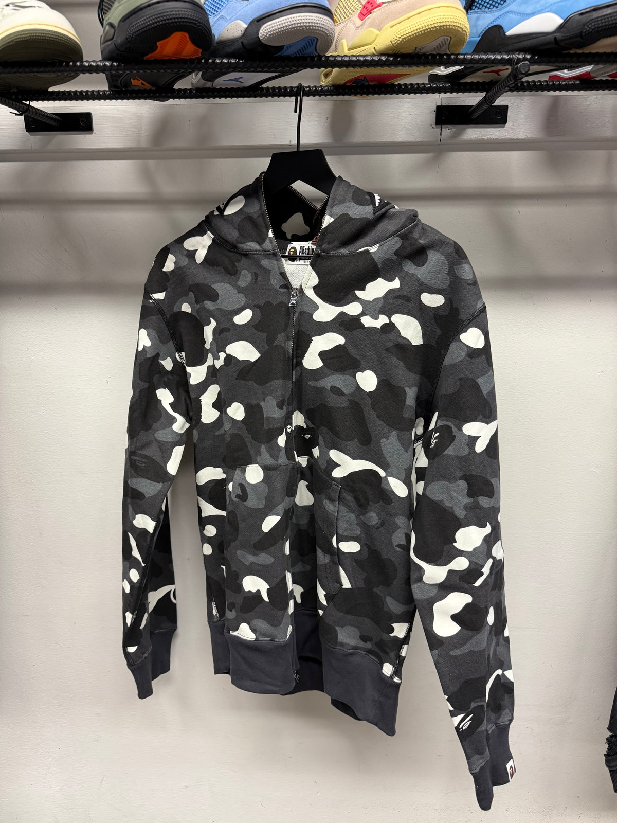 Bape Glow in The Dark Black Camo Shark Zip Hood