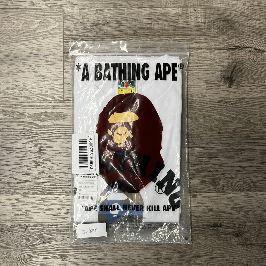 Bape Plaid Logo Tee White