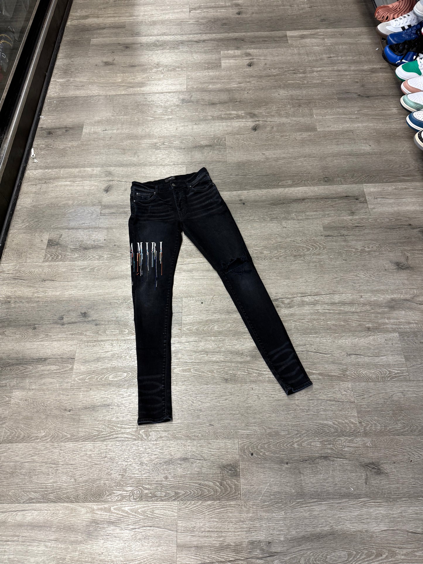 Amiri Jeans Black Paint Drip