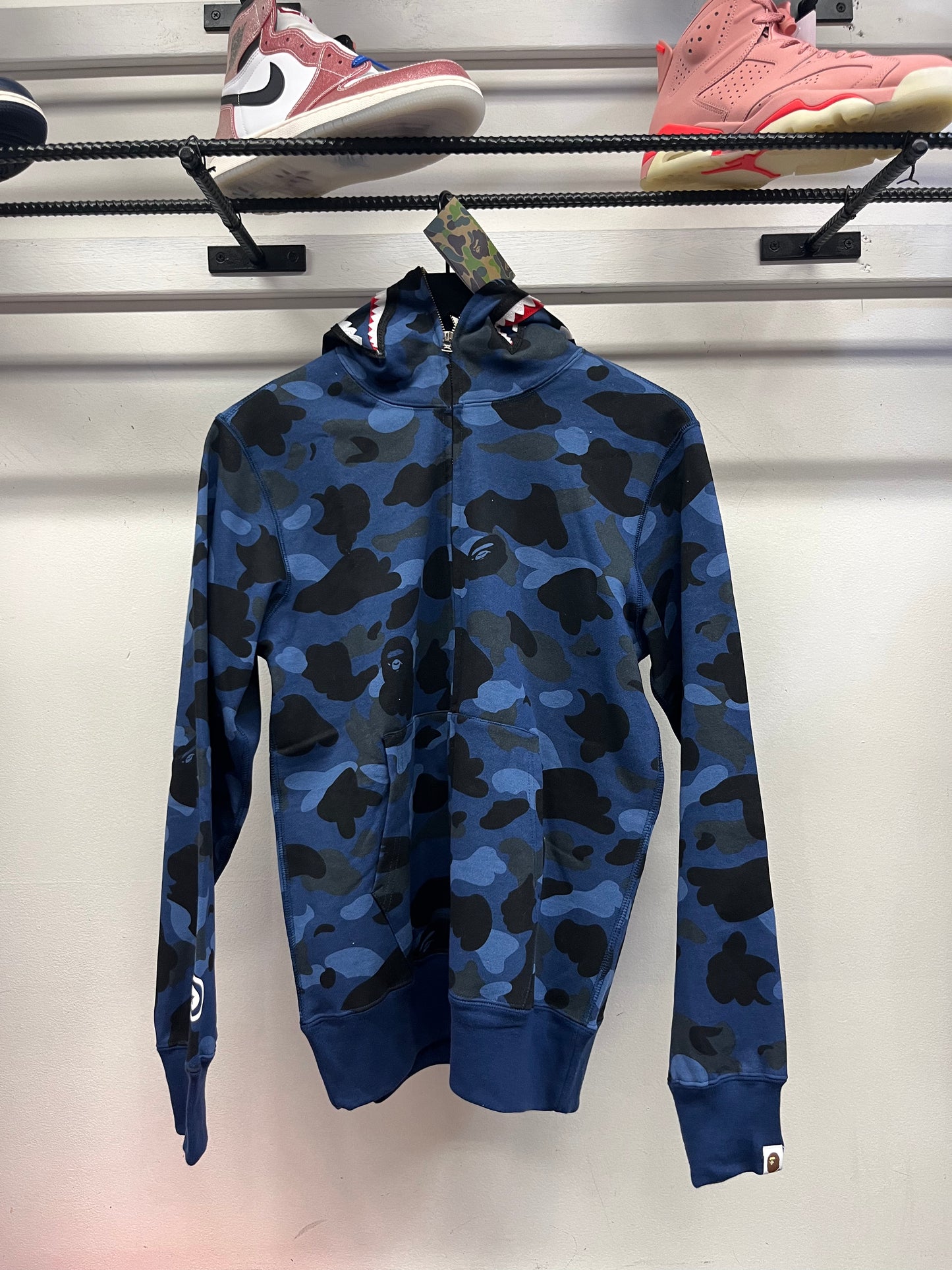 Bape Navy Camo Shark Hood