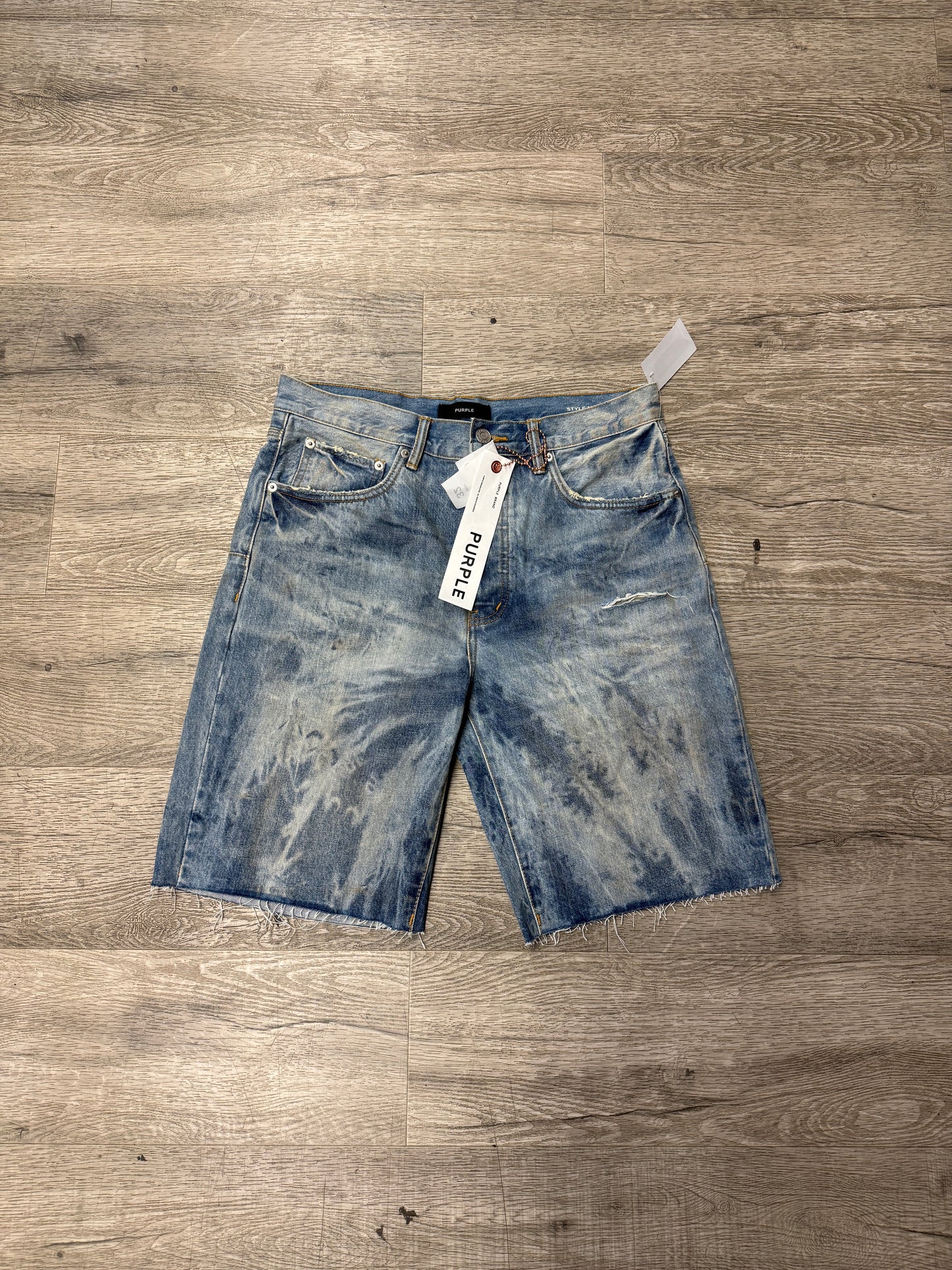 Purple Brand Blue Denim Distressed Jean Shorts