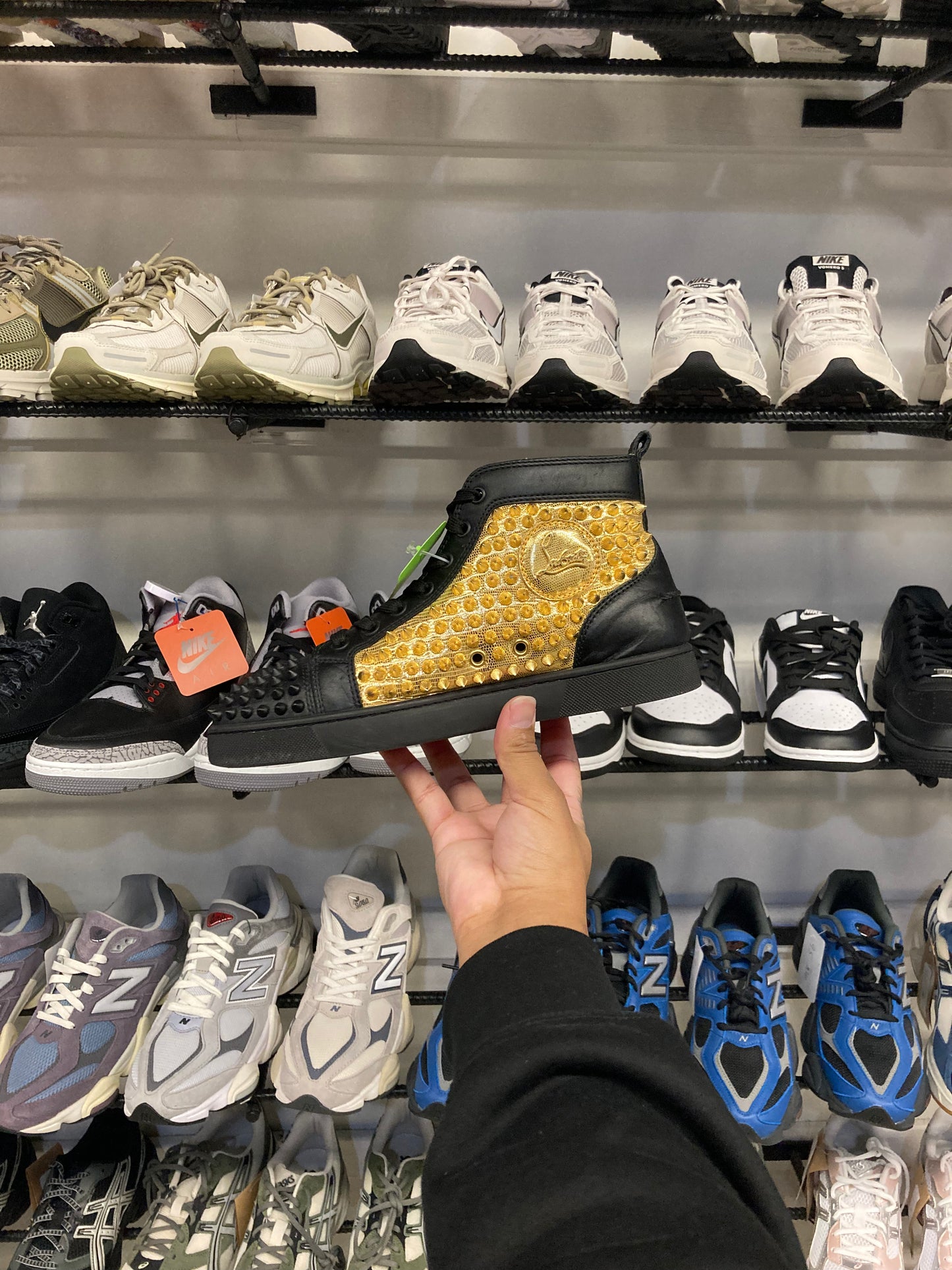 Christian Louboutin Black/Gold Spikes