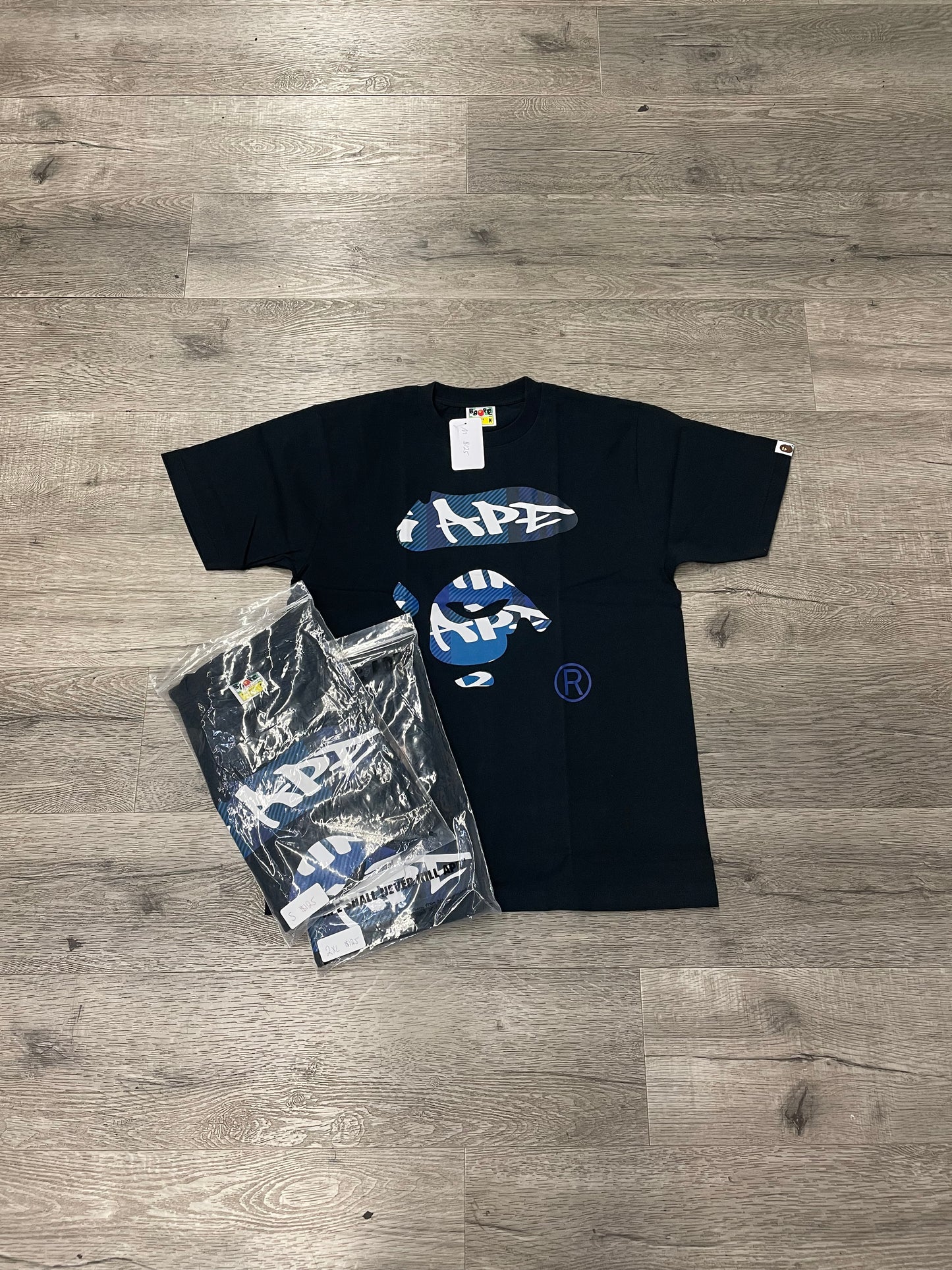 Bape Ape Logo Camo Tee Blue