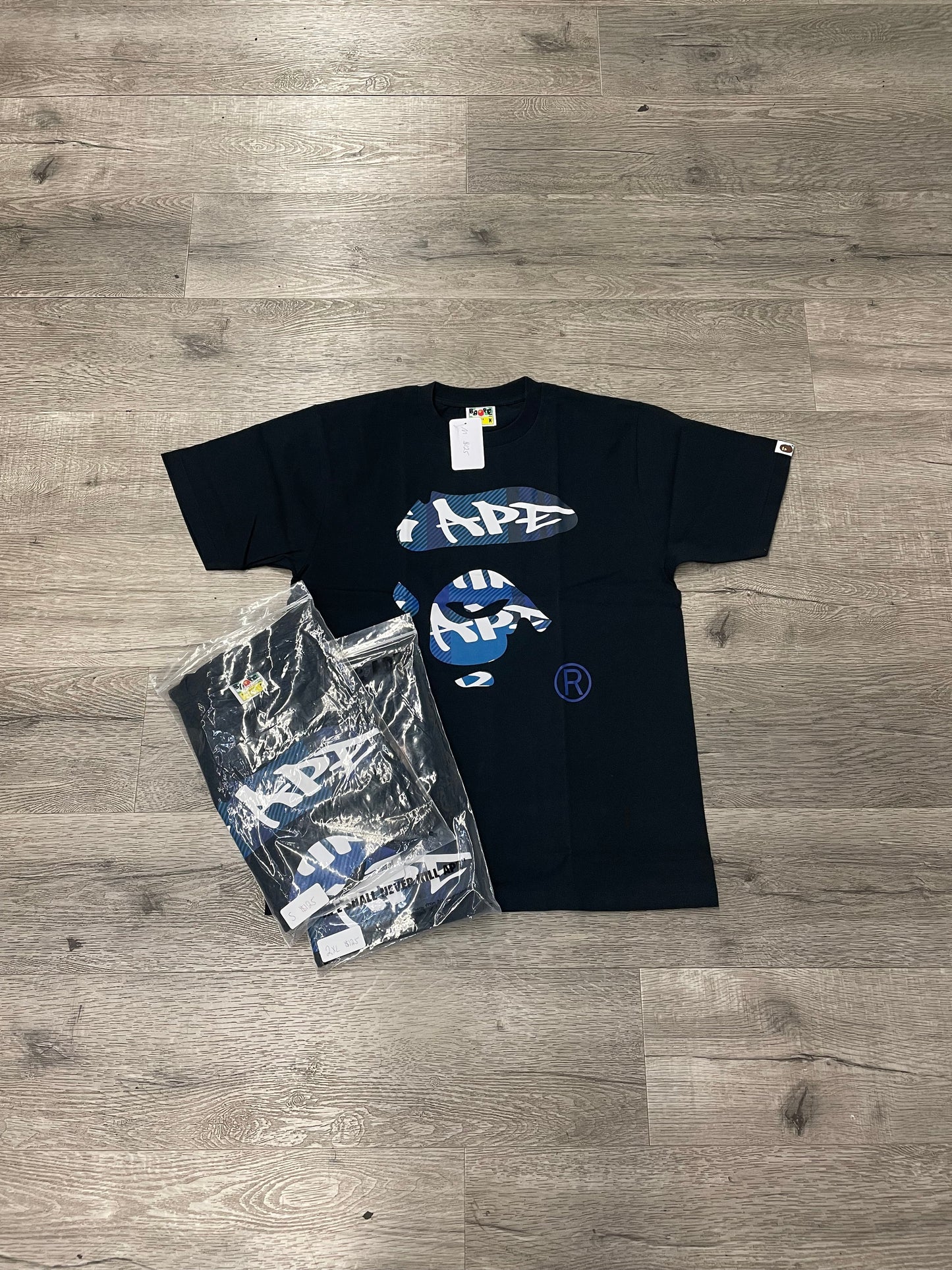 Bape Ape Logo Camo Tee Blue