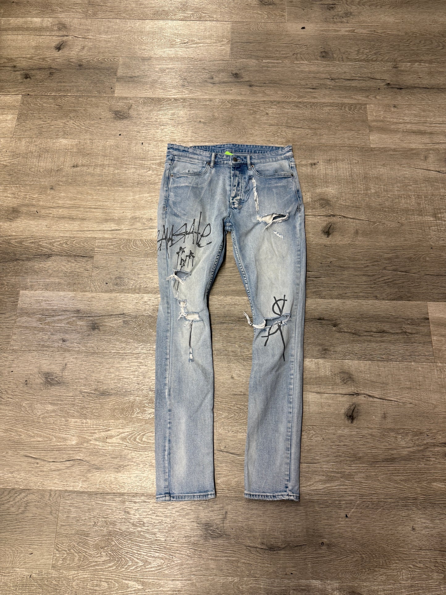 Ksubi Jeans Light Denim Holes/Grey Paint