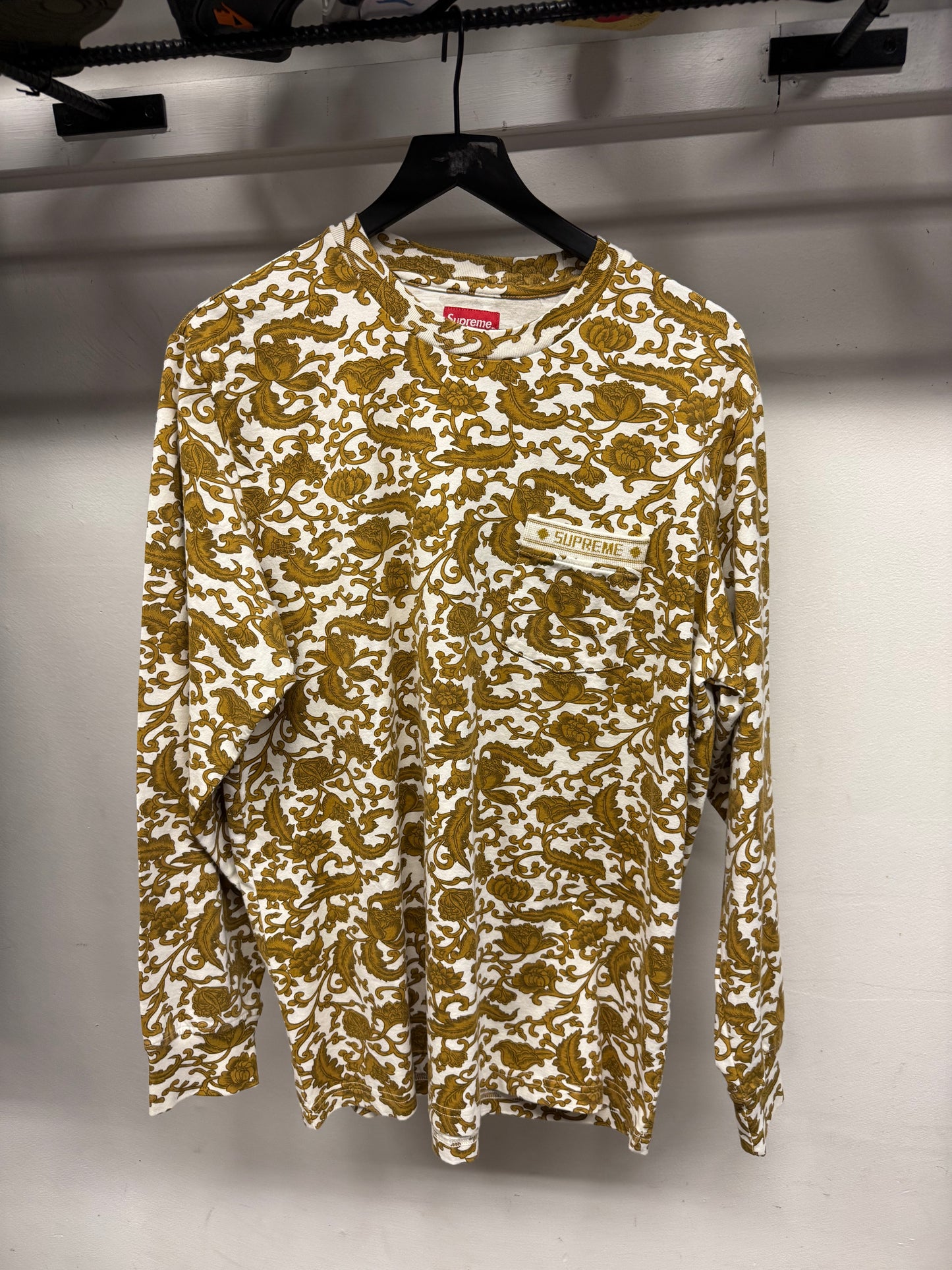 Supreme Gold Floral Pattern Pocket Tee