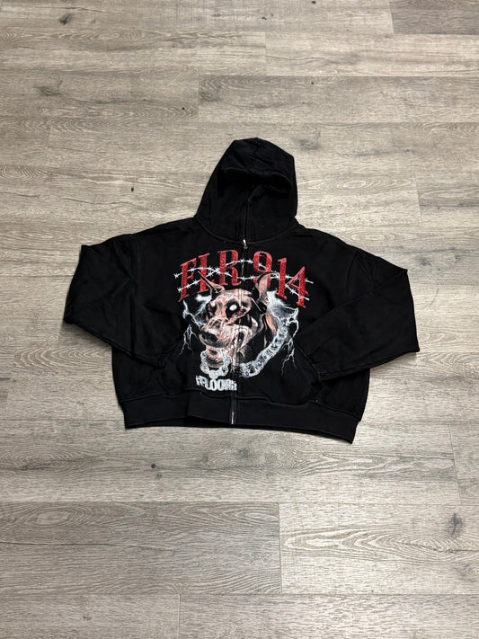 914 Dog Zip Hood Blk/Red