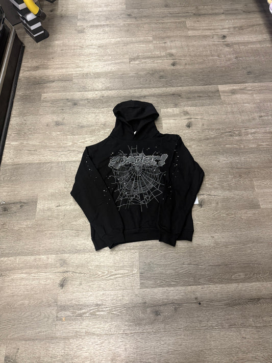 Sp5der Black/Grey Web Rhinestone Hood