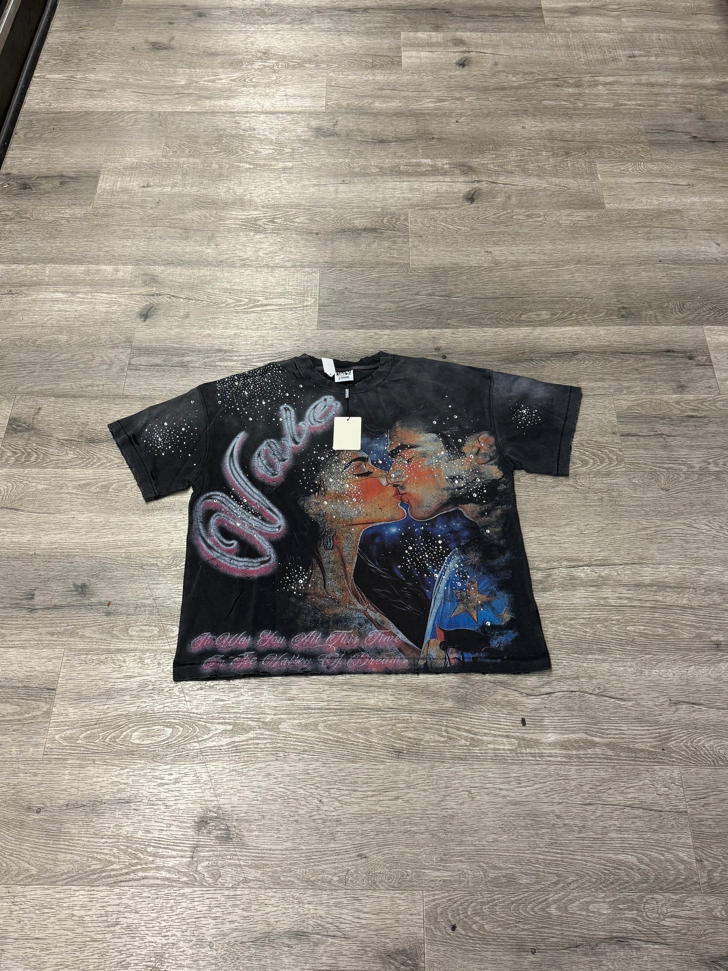 Valley Black Kissing Rhinestone Tee