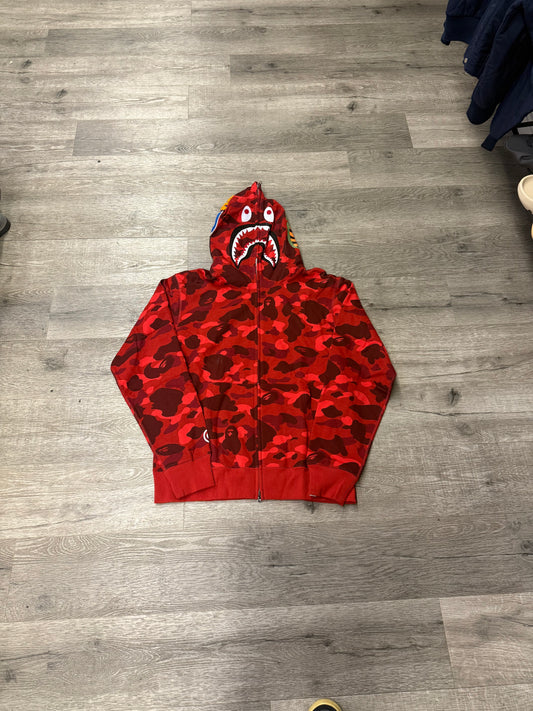 Red Camo Shark Zip Hood