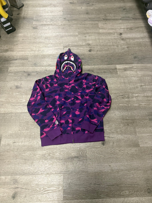 Bape Purple Camo Shark Zip Hood