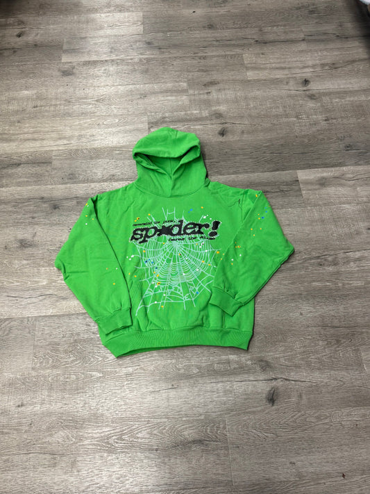 Sp5der Green Rhinestone Hood