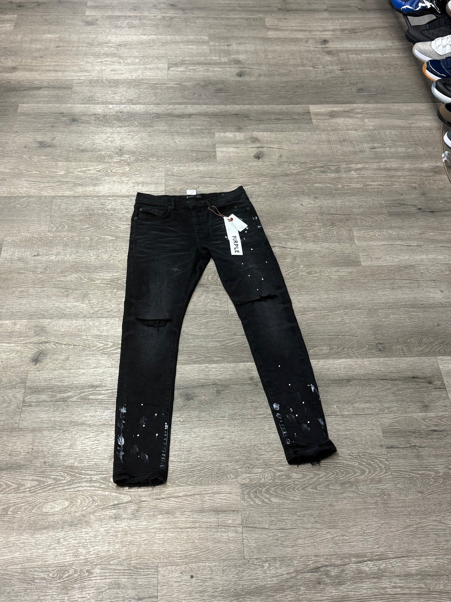 Purple Brand Paint Splatter Jeans Black