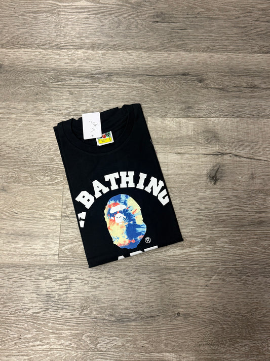 Bape Tie Dye Logo Tee Black