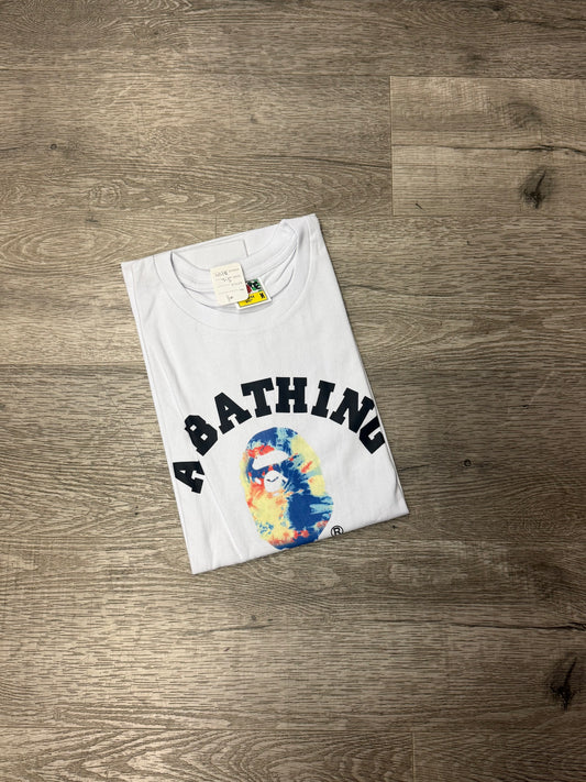 Bape Tie Dye Logo Tee White