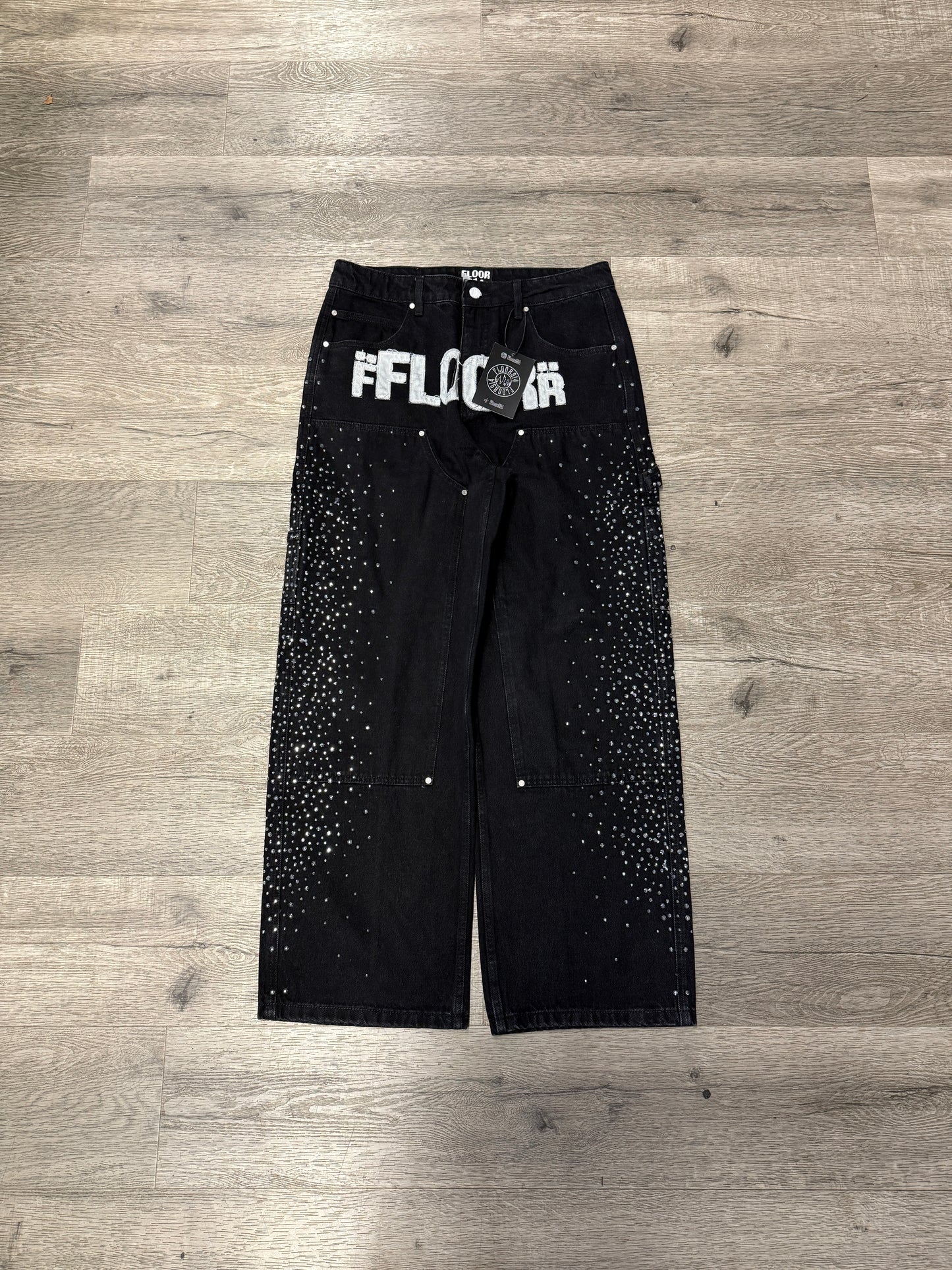 Floor 914 Black Rhinestone Jeans