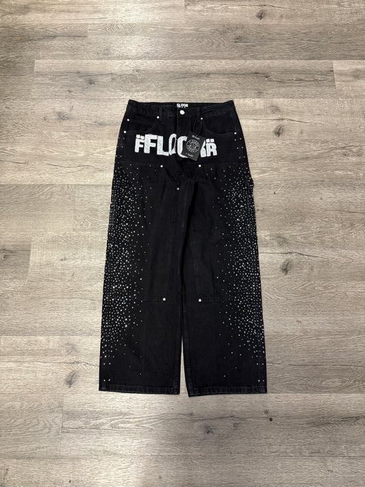 Floor 914 Black Rhinestone Jeans