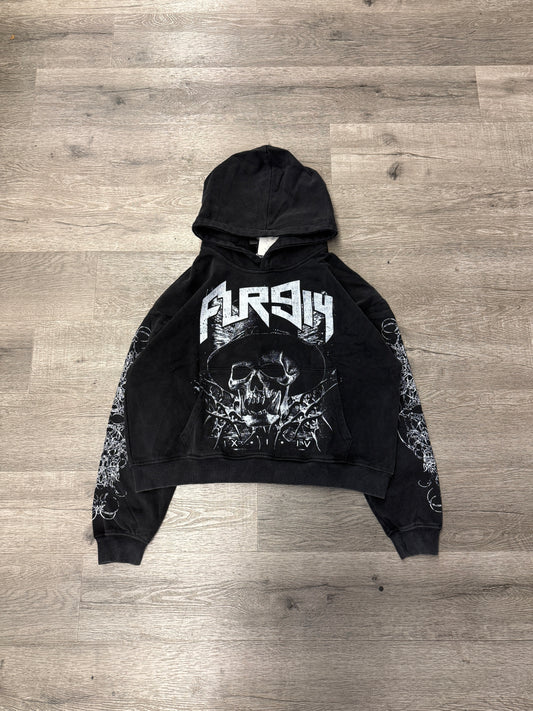 Floor 914 Black Skull Pullover Hood (Sleeve Logo)