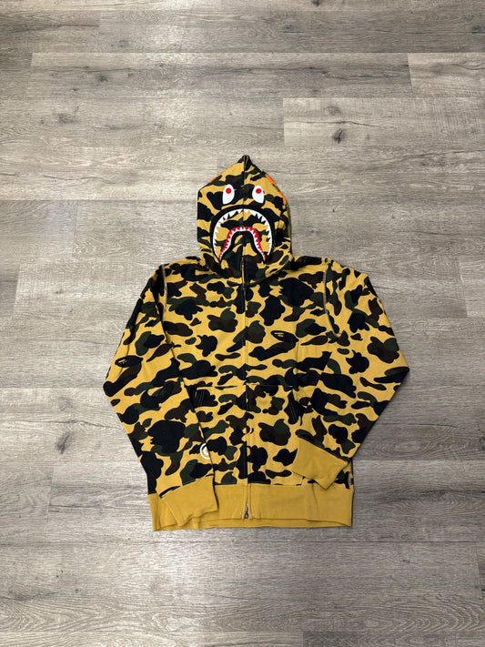 Bape Yellow Camo Shark Zip Hood