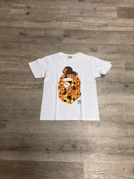 A Bathing Ape Bape Baby Milo Flame Tee White
