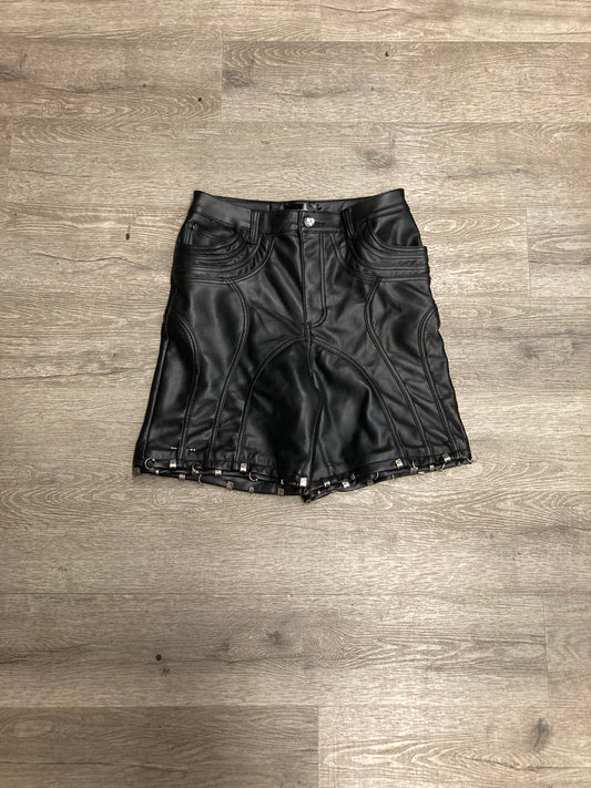 Guapi Leather Pierced Shorts Black