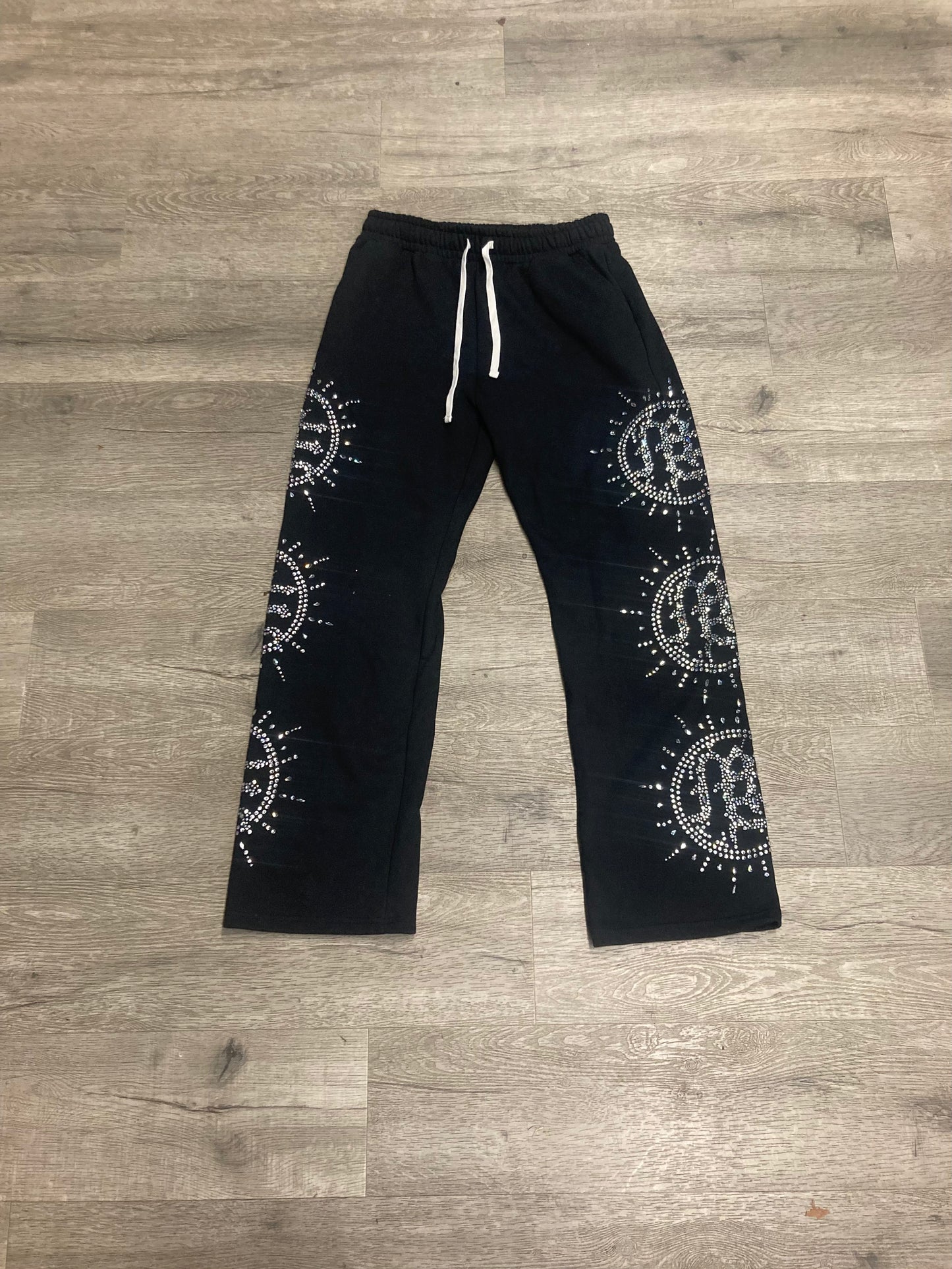 Mixed Emotions Sweatpants Black Rhinestone