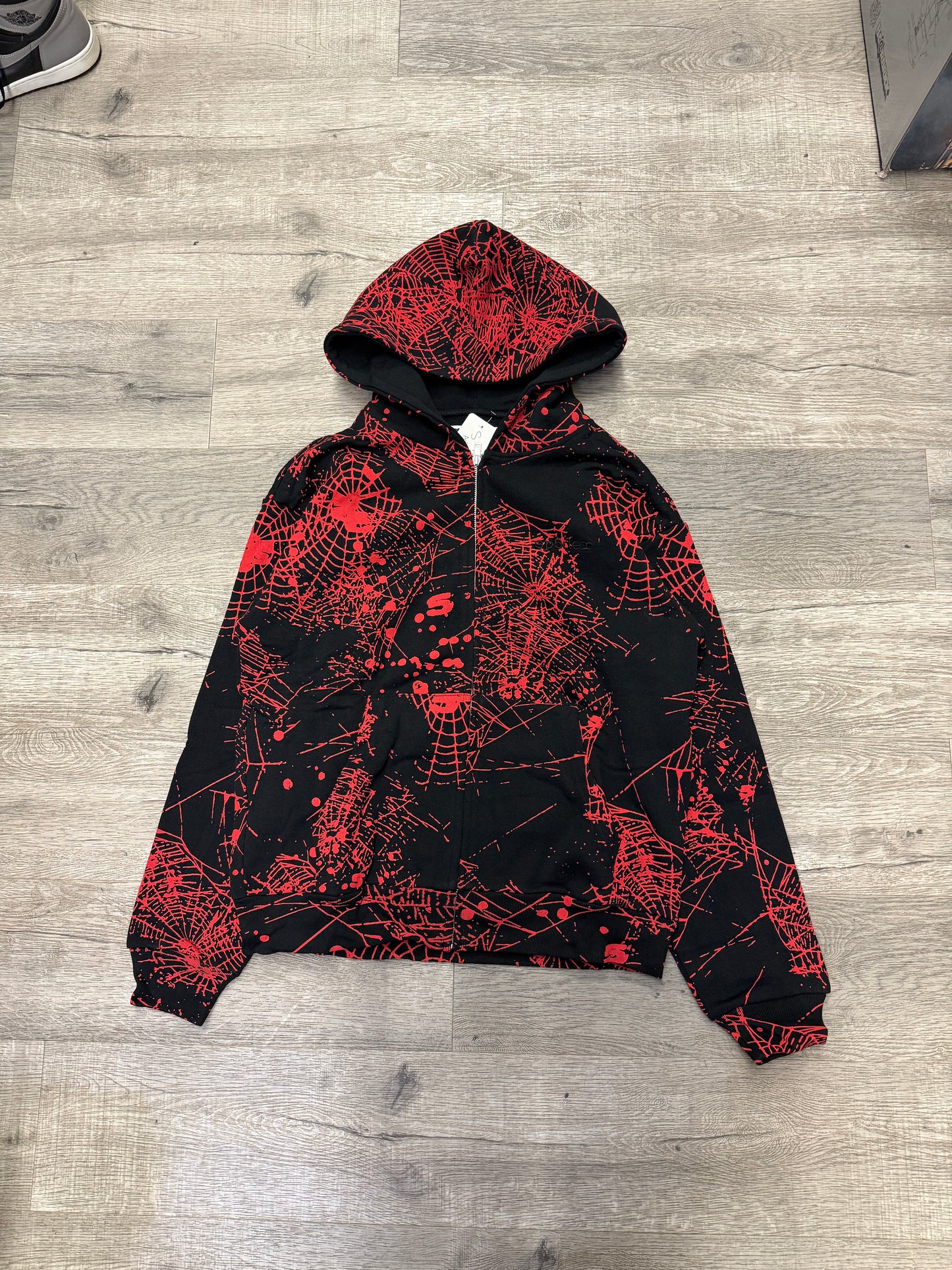 Sp5der All Over V2 Zip Hood Red/Black
