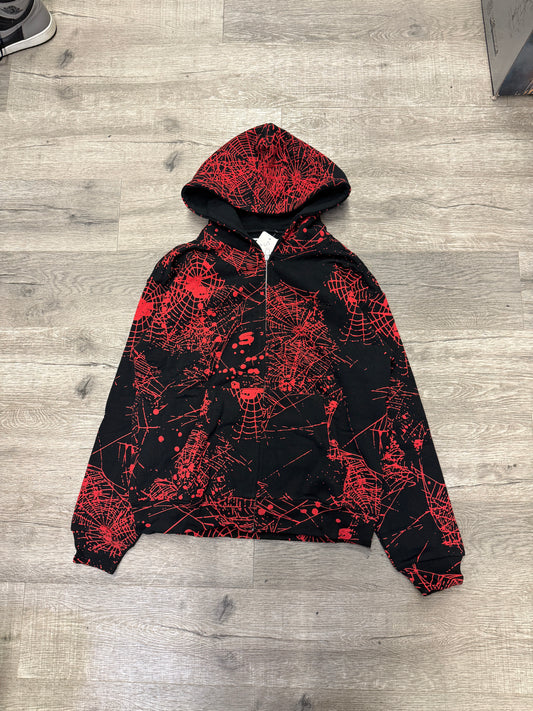 Sp5der All Over V2 Zip Hood Red/Black