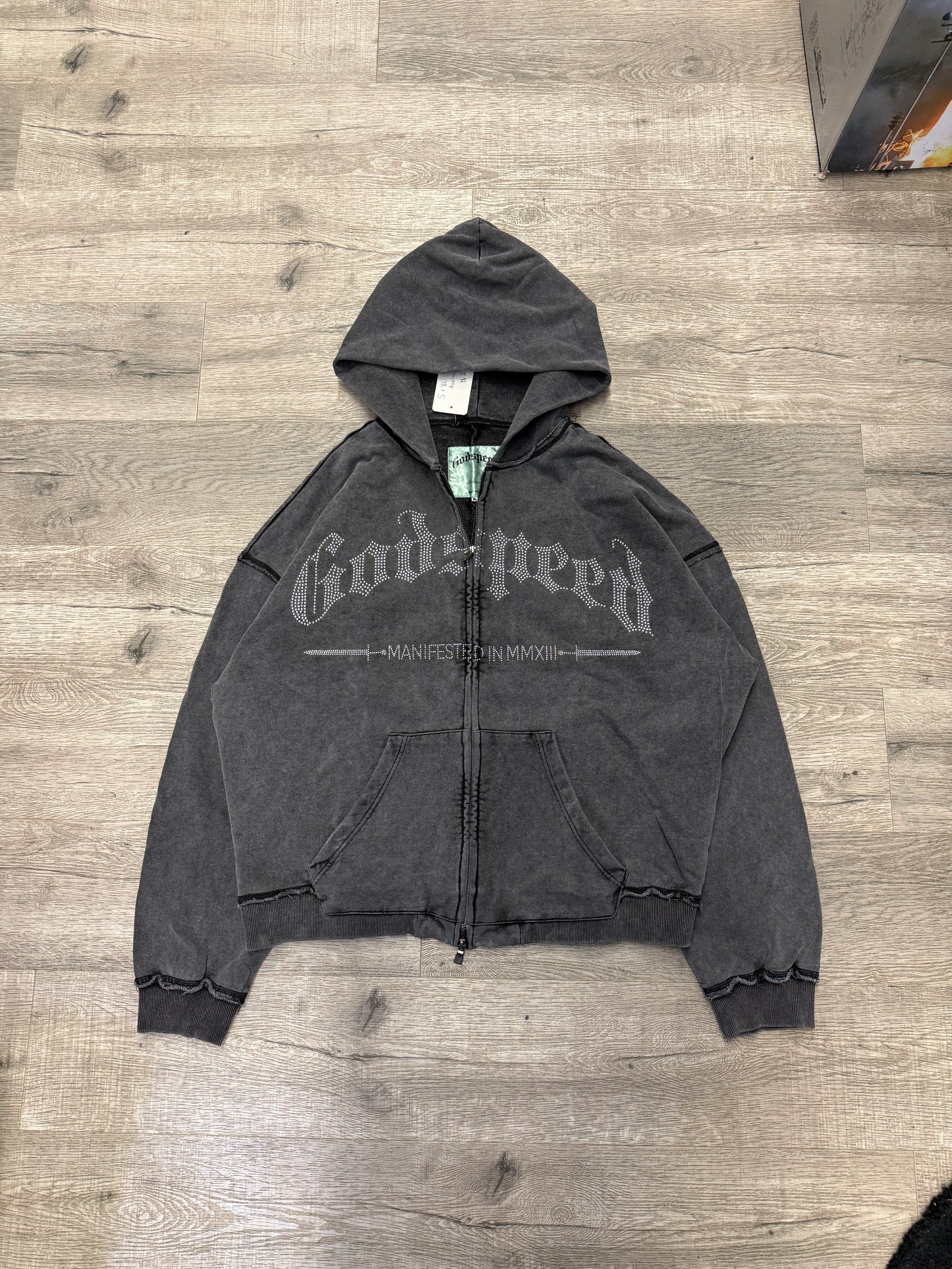 God Speed Studded Zip Hood Grey