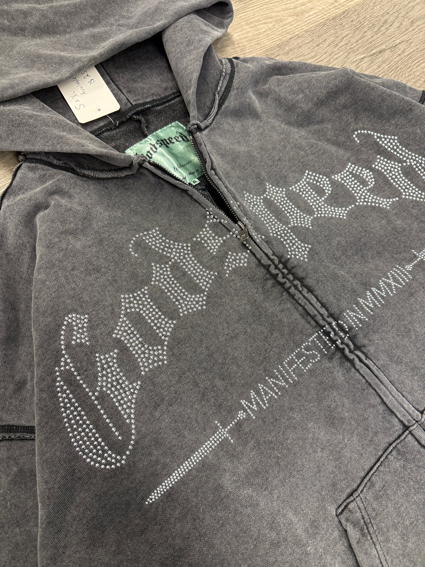 God Speed Studded Zip Hood Grey