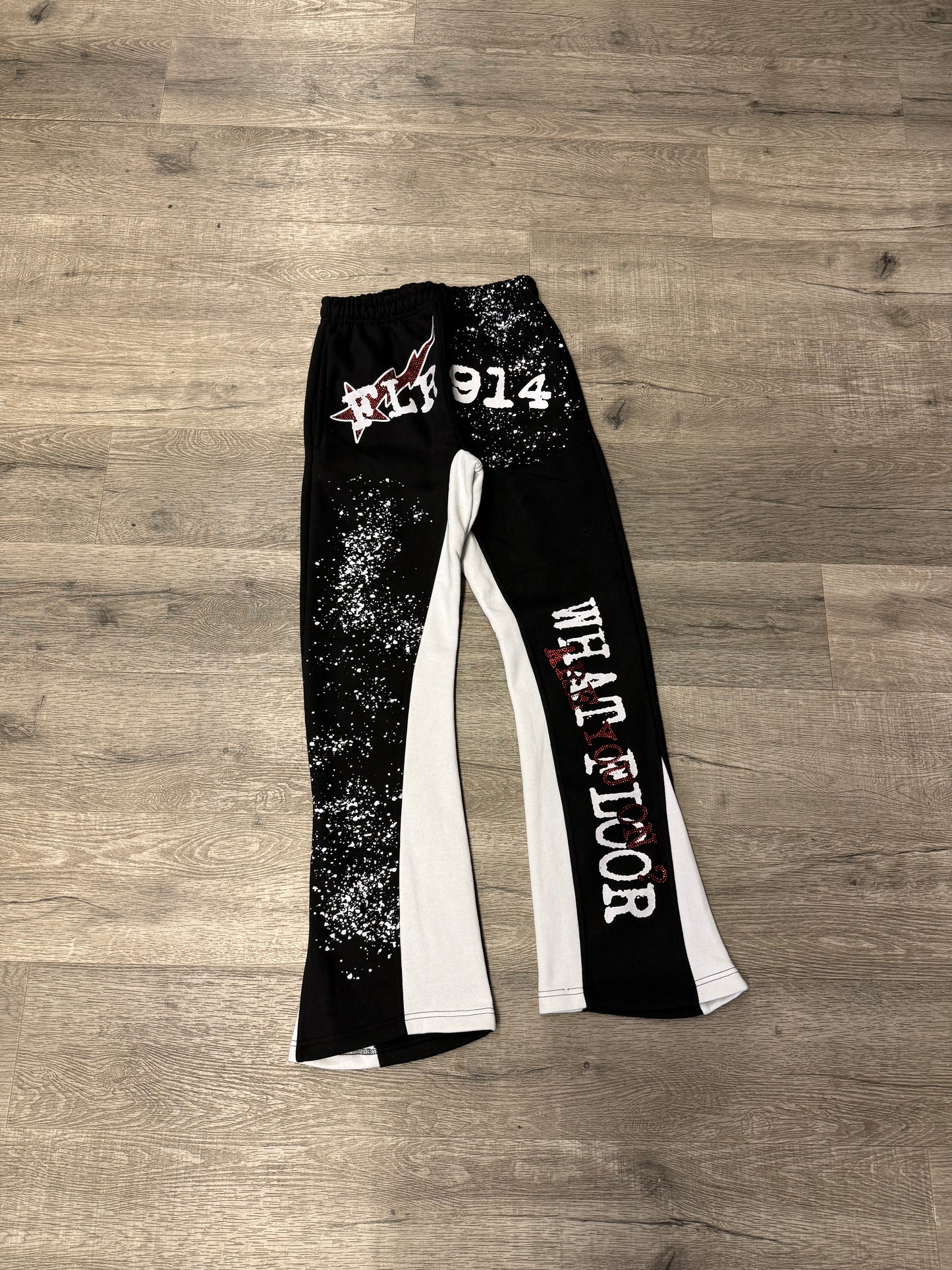 FLR 914 Sweatpants Flare Blk/Wht/Rhinestone