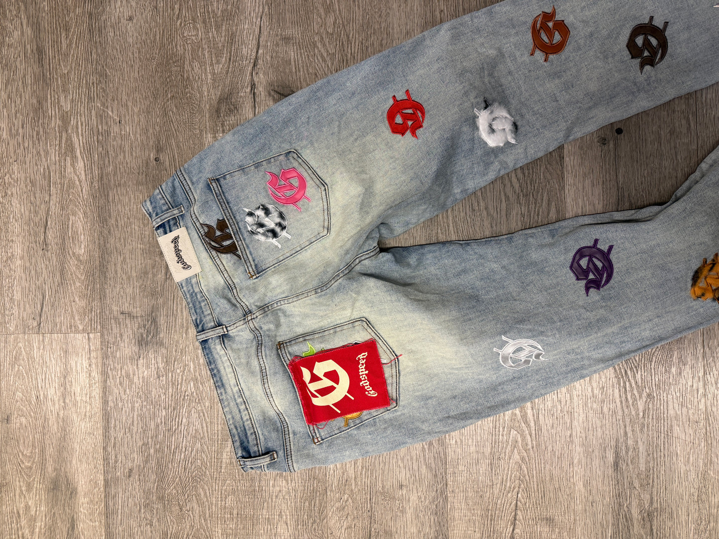 God Speed Multi Color G Patch Jeans