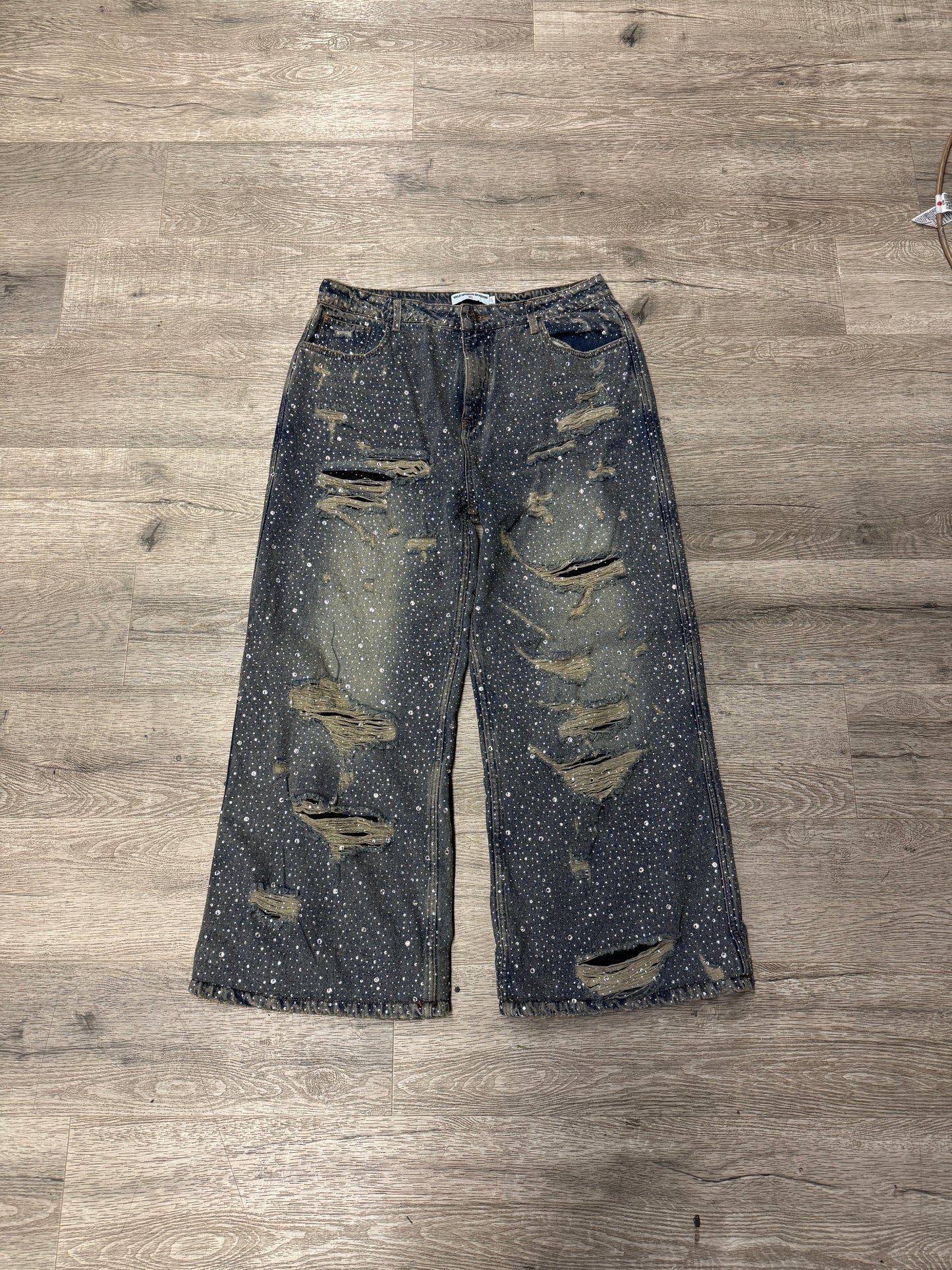 Vale Rhinestone All Over Jeans Blue