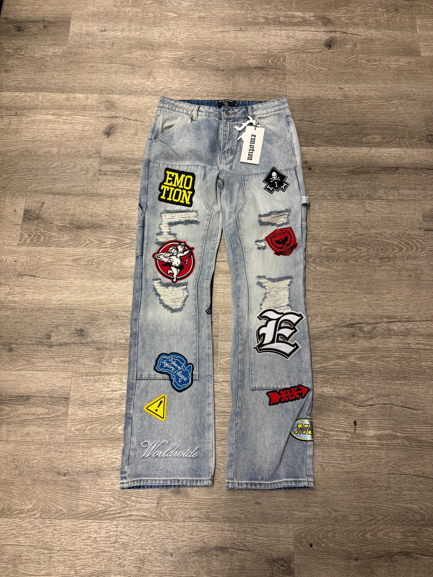Mixed Emotions Blue Patchwork Jeans