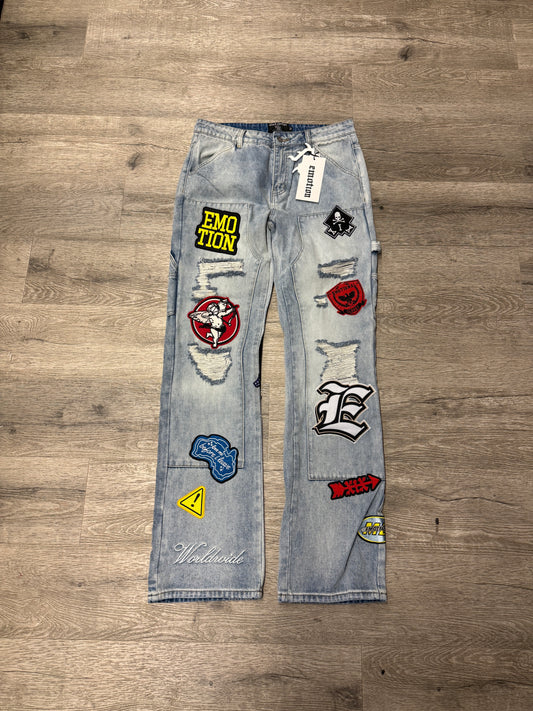 Mixed Emotions Blue Patchwork Jeans