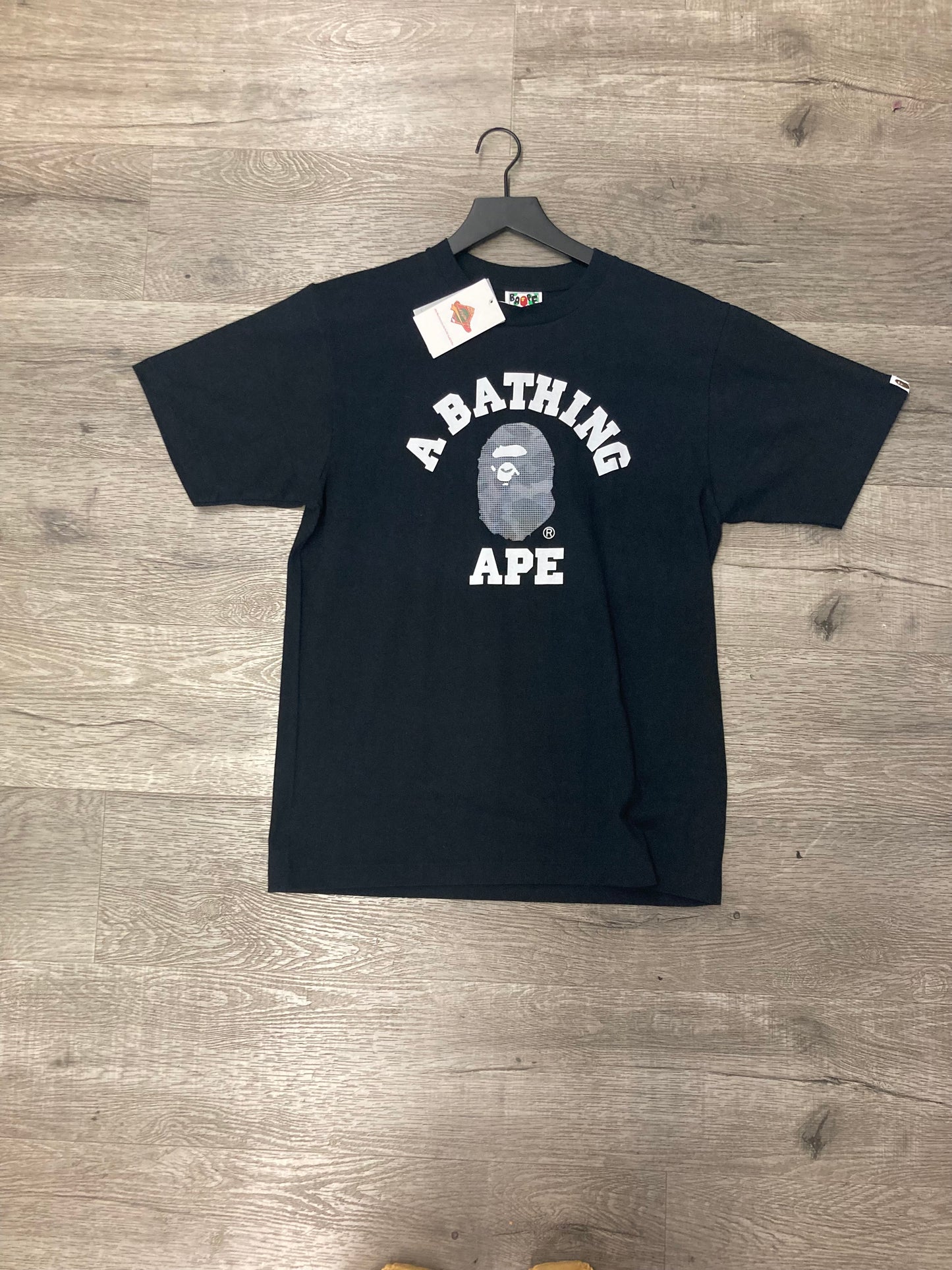 Bape Grey Grid Logo Tee Black