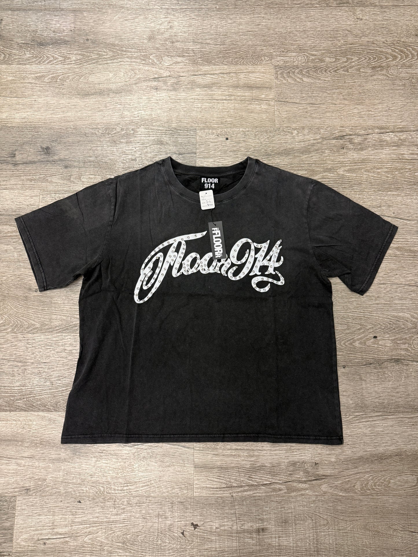 Floor 914 Black Rhinestone Tee
