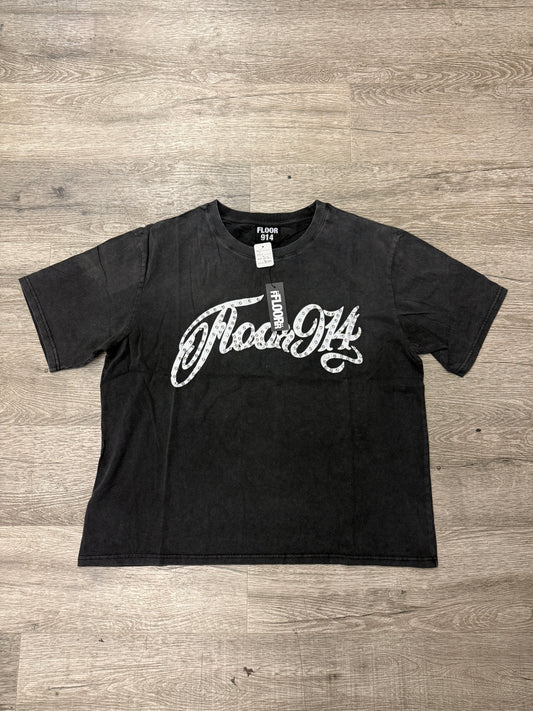 Floor 914 Black Rhinestone Tee