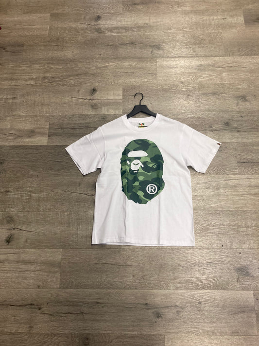 Bape Green Camo Tee White