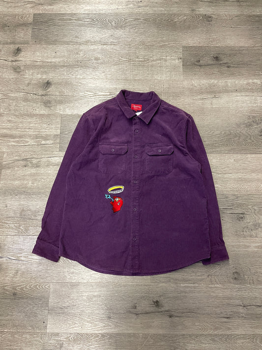 Supreme Corduroy Shirt Purple Embroidered