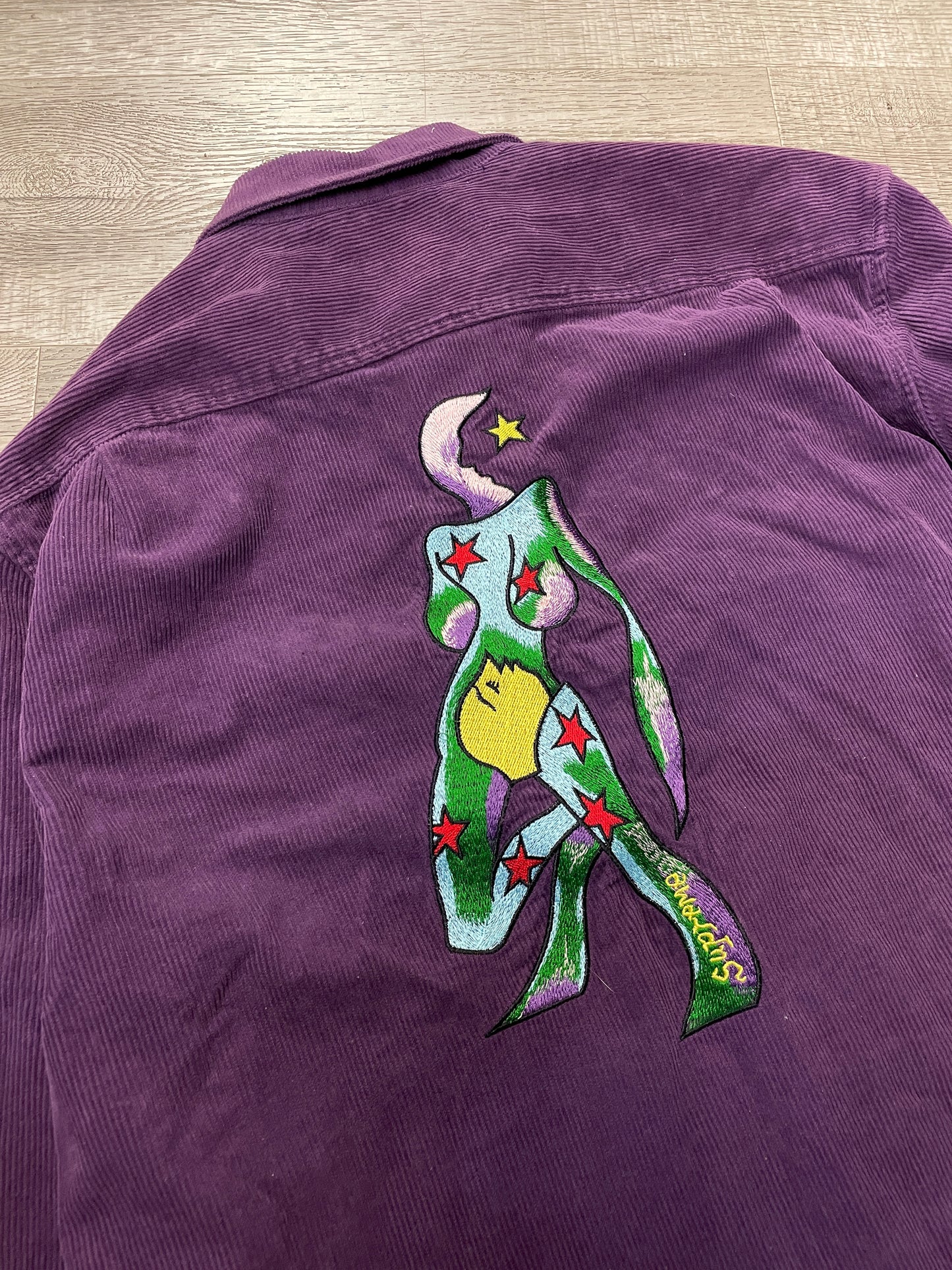 Supreme Corduroy Shirt Purple Embroidered