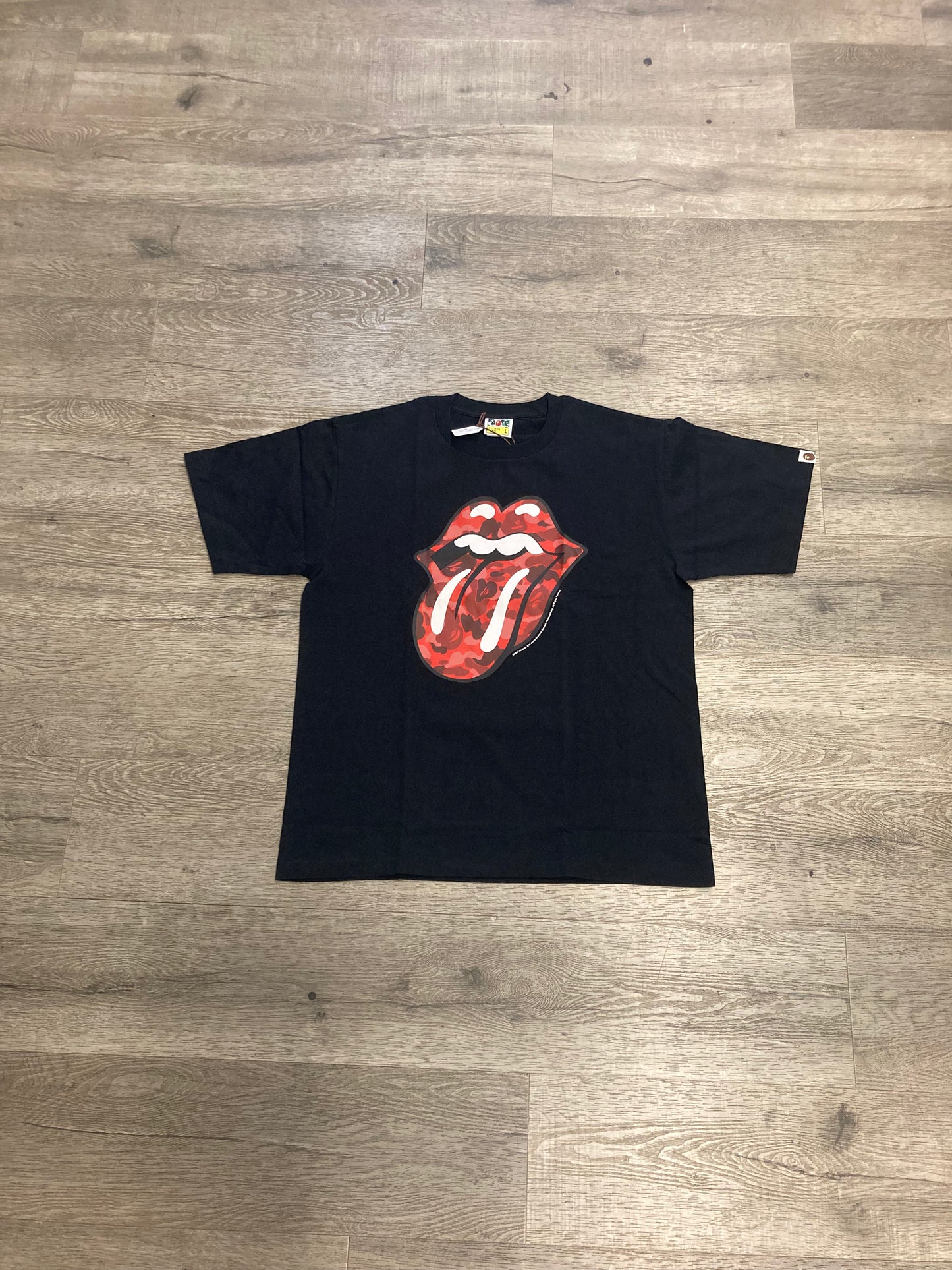 Bape Black/Red Lips Logo Tee