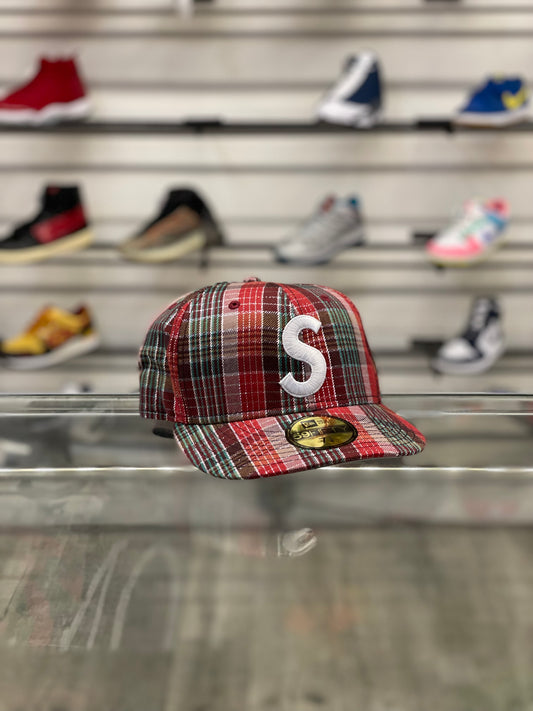 Supreme S Cap Red Plaid