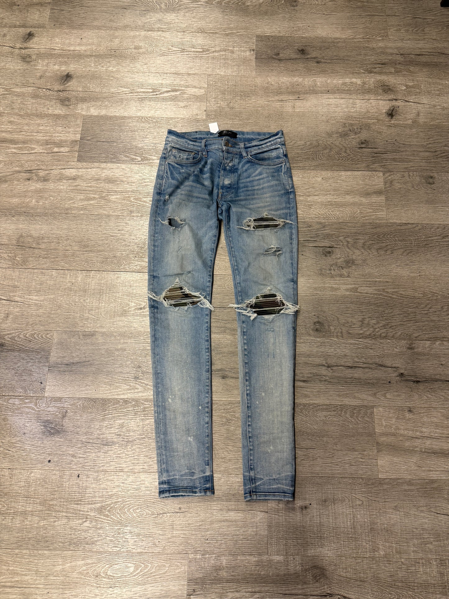 Amiri Patch Ripped Jeans Blue (Camo Patches)