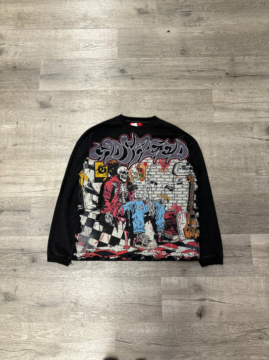 God Speed Longsleeve Black Skeleton Smoking