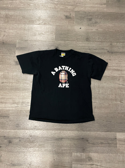 Bape Plaid Logo Tee Black