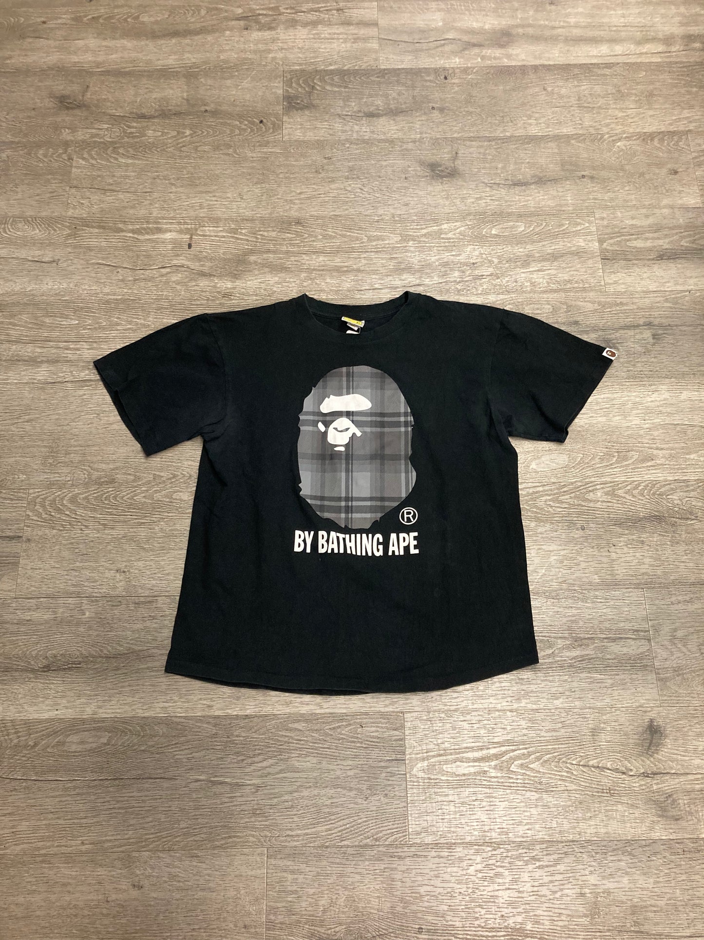 Bape Plaid Logo Tee Black/Grey